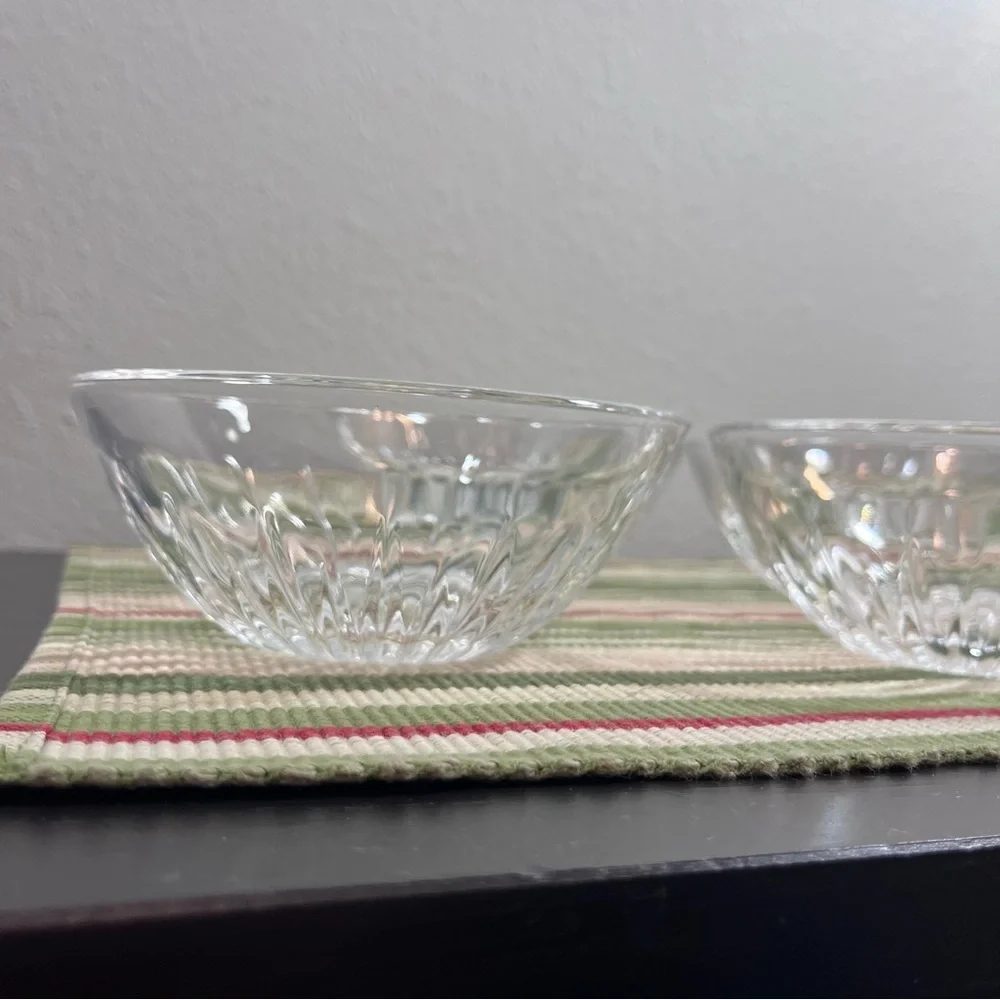 Vintage Cut Glass Dessert Bowls SET of 4- Starburst Pattern